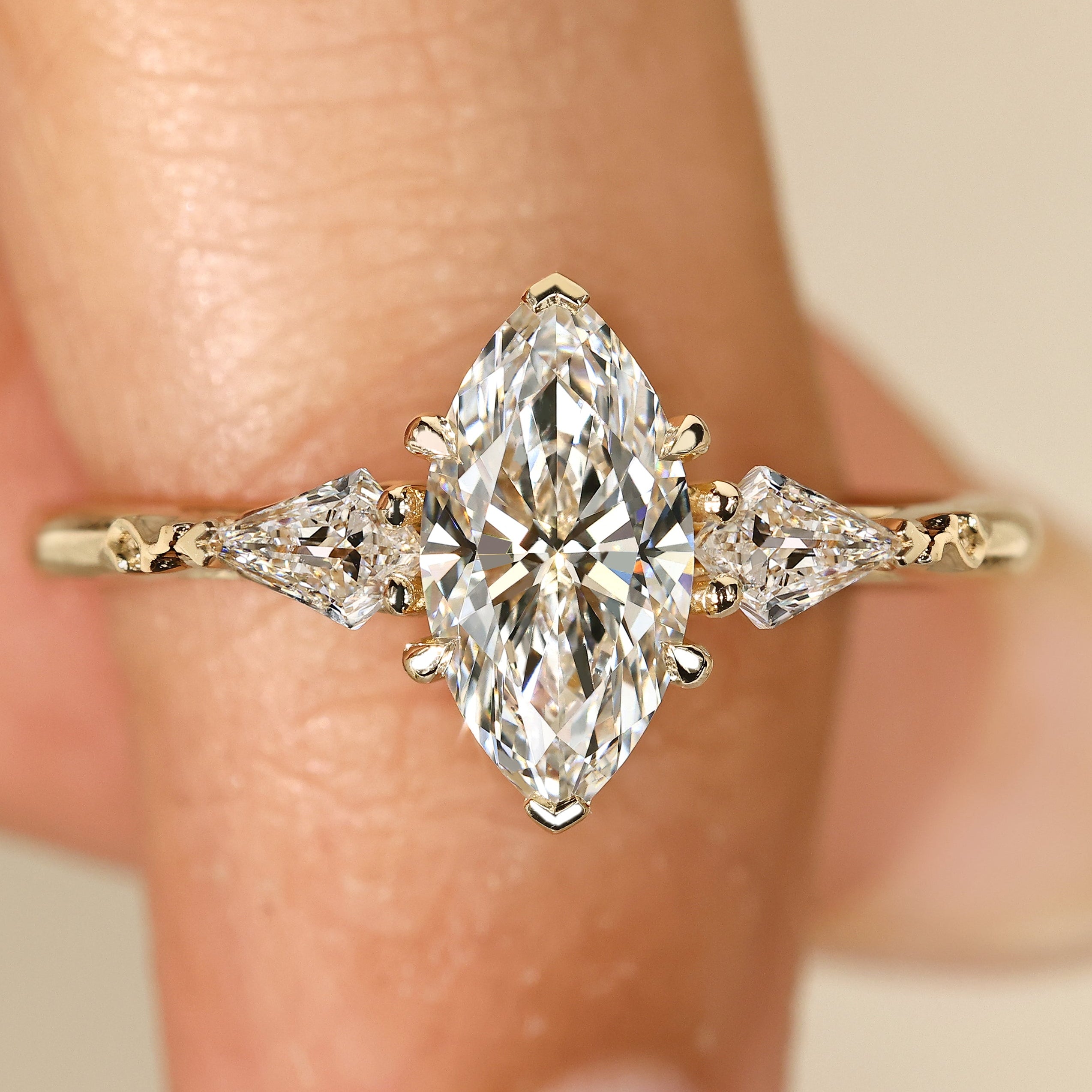 Handmade vintage marquise diamond ring design.
