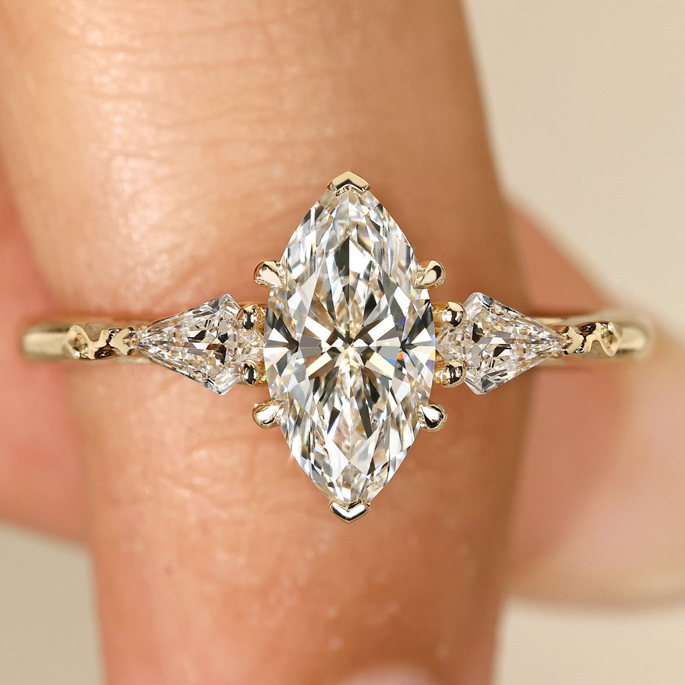 Handmade vintage marquise diamond ring design.
