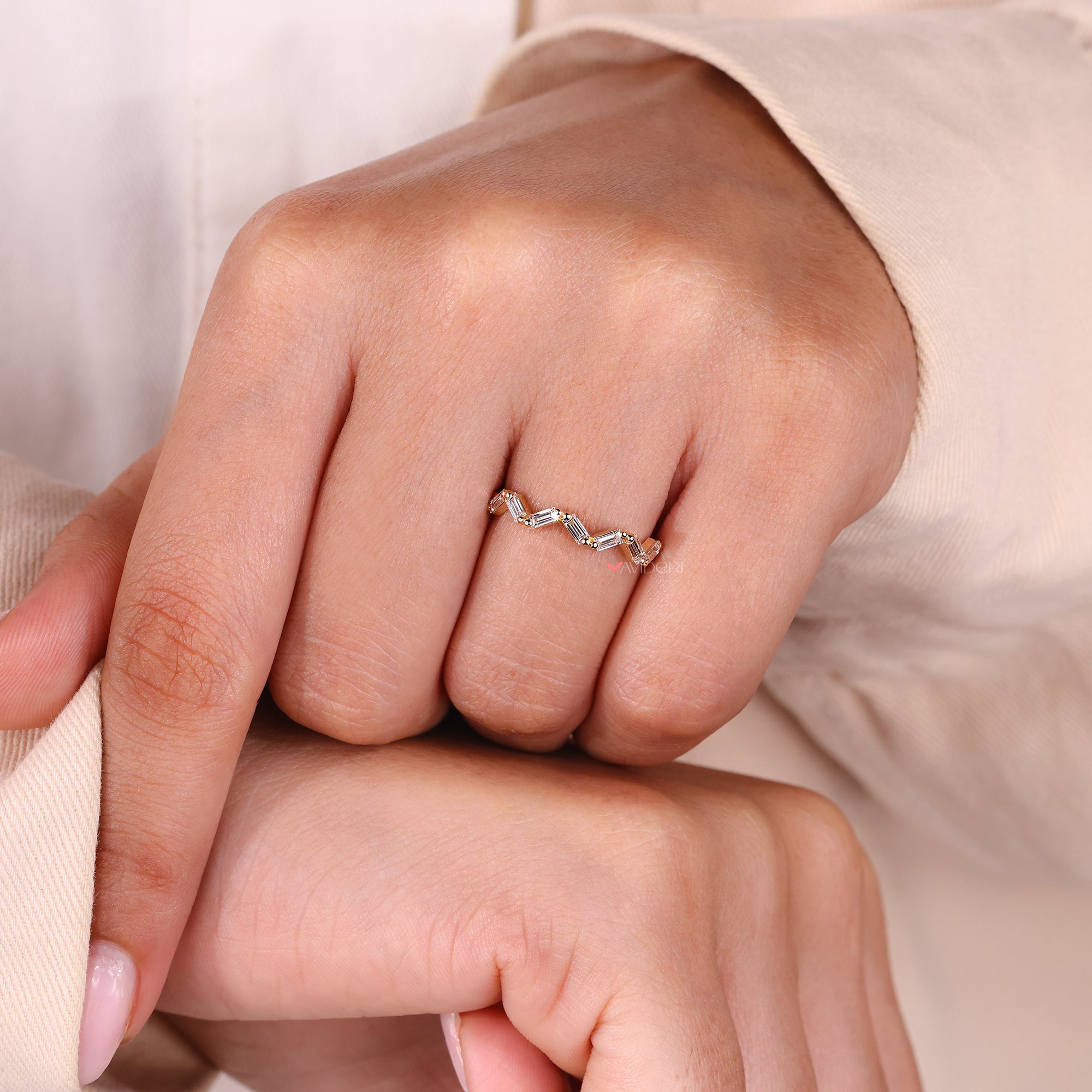 Custom wedding band with lab grown diamond.