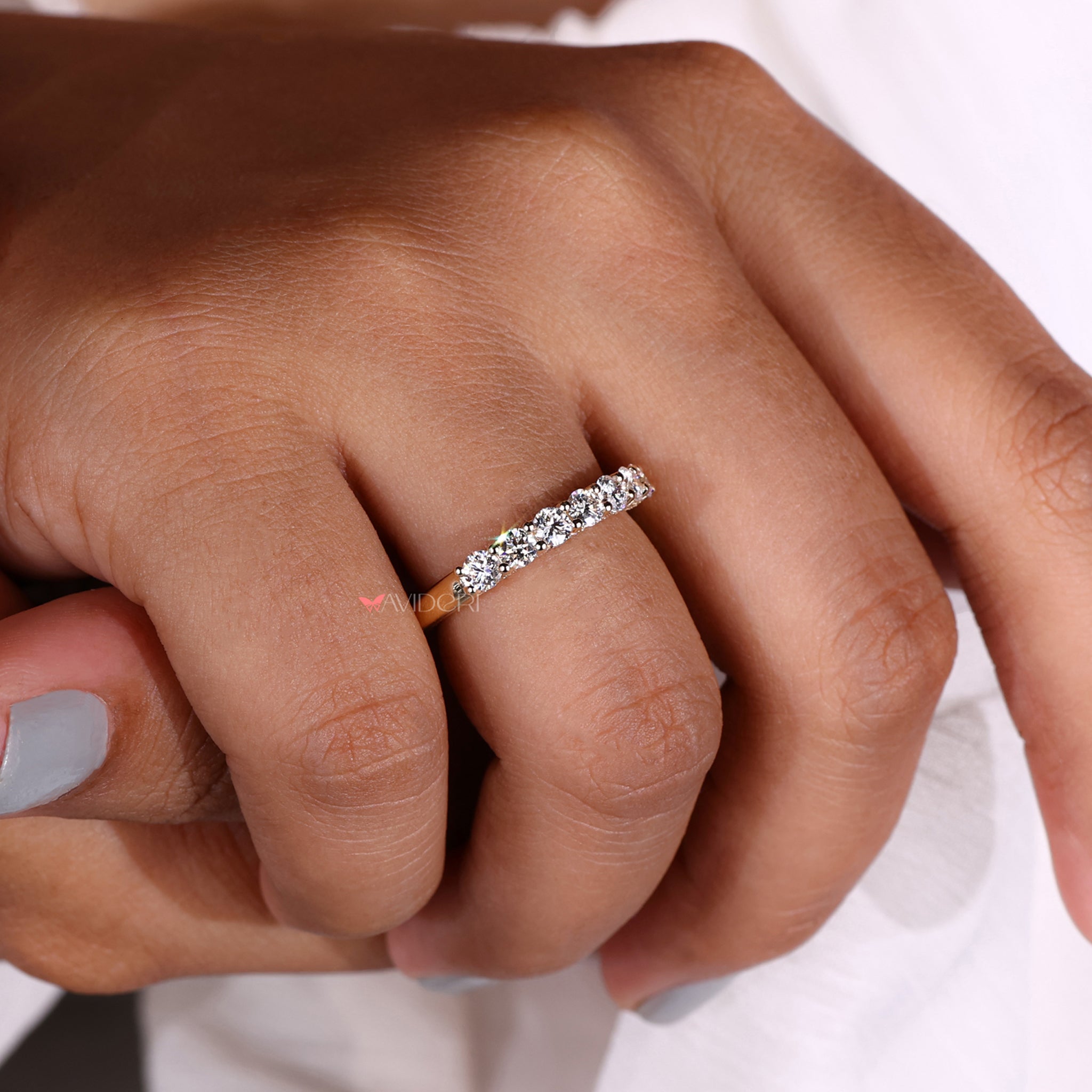 Micro pave wedding band with tiny, sparkling diamonds.
