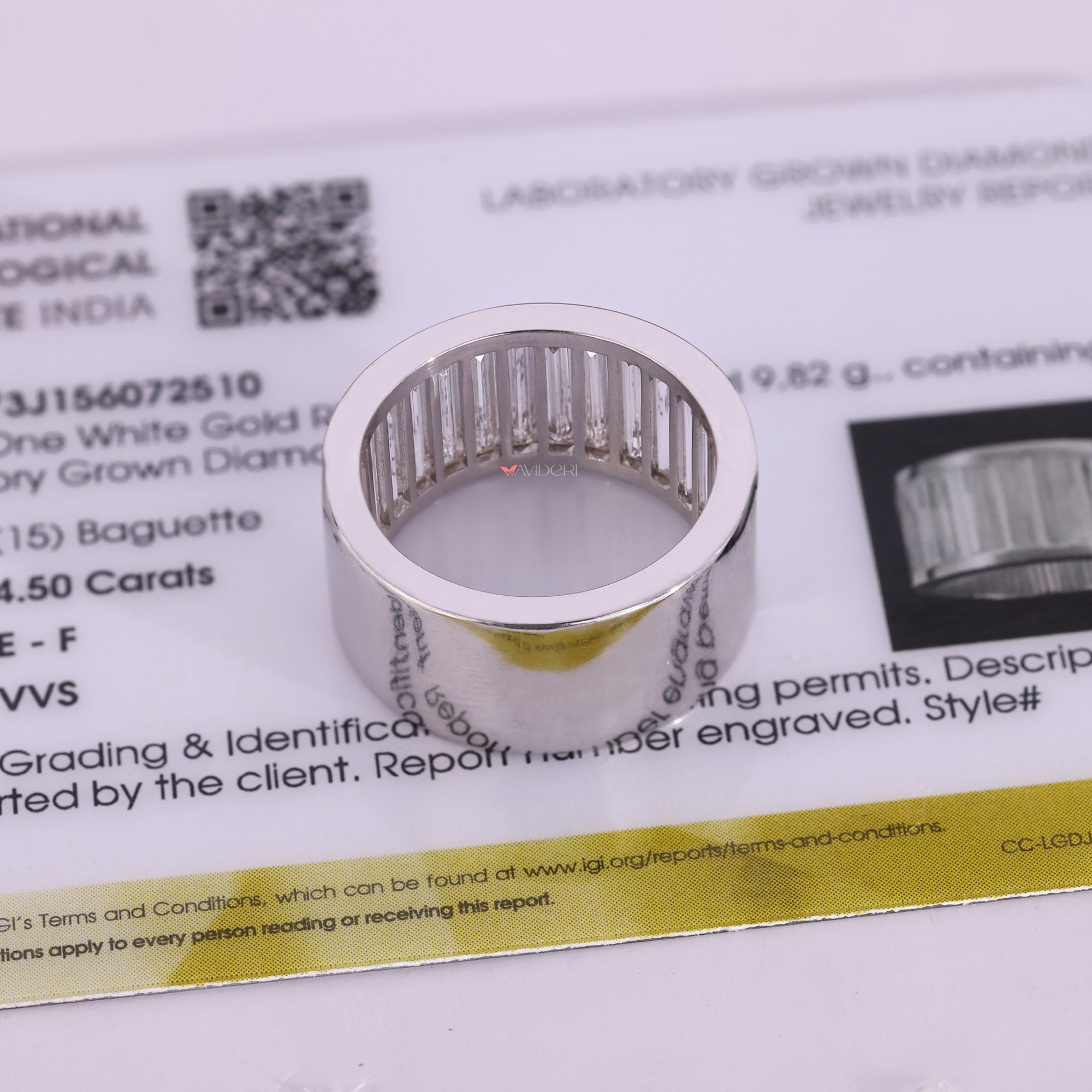 Lab grown diamond half eternity white gold band.
