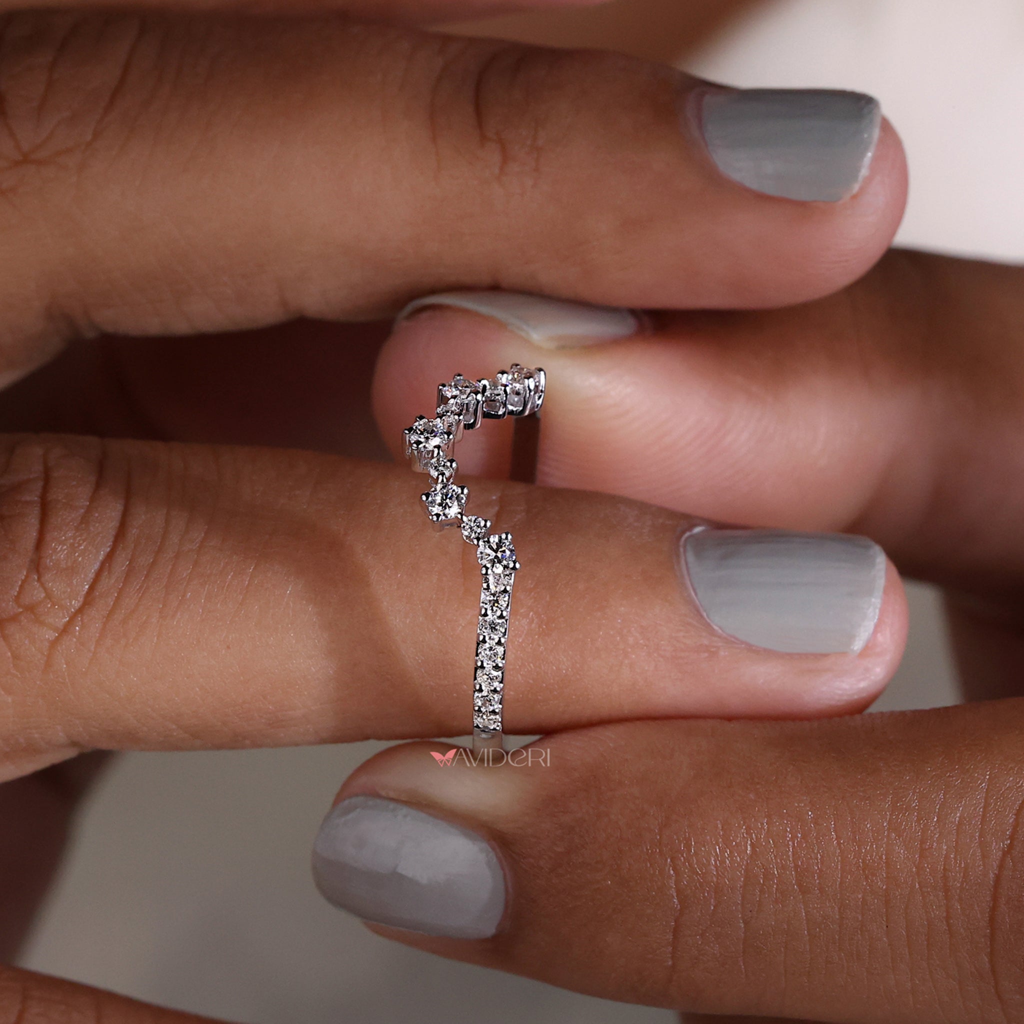 White Gold Curvy Stackable Diamond Band