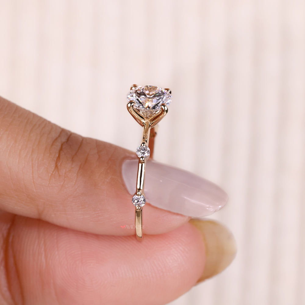 pave diamond ring Distance Pave ring unique engagement ring
