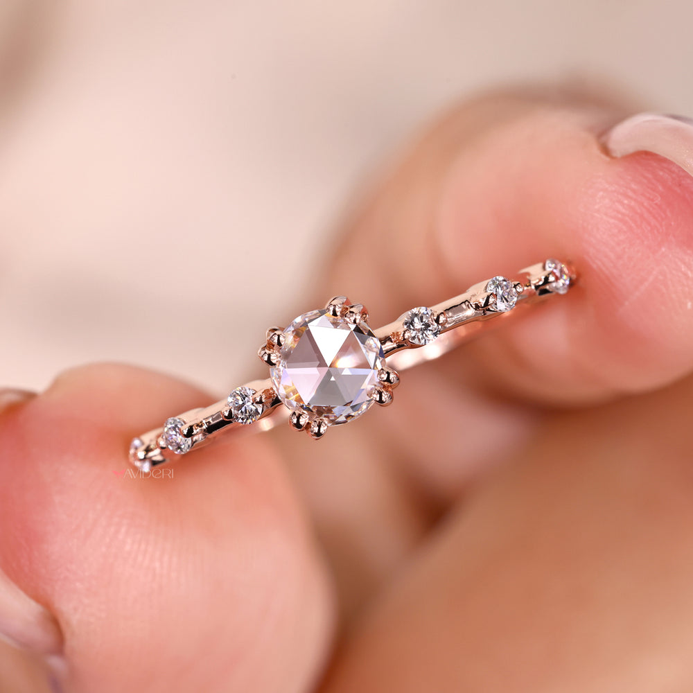 Rose gold ring, double prong ring, IGI certified