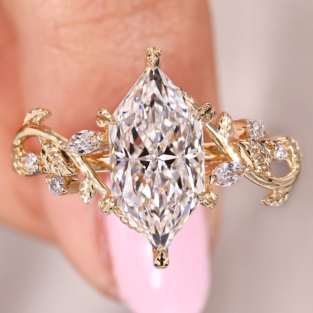 Dutch marquise engagement ring with nature inspired engagement ring.