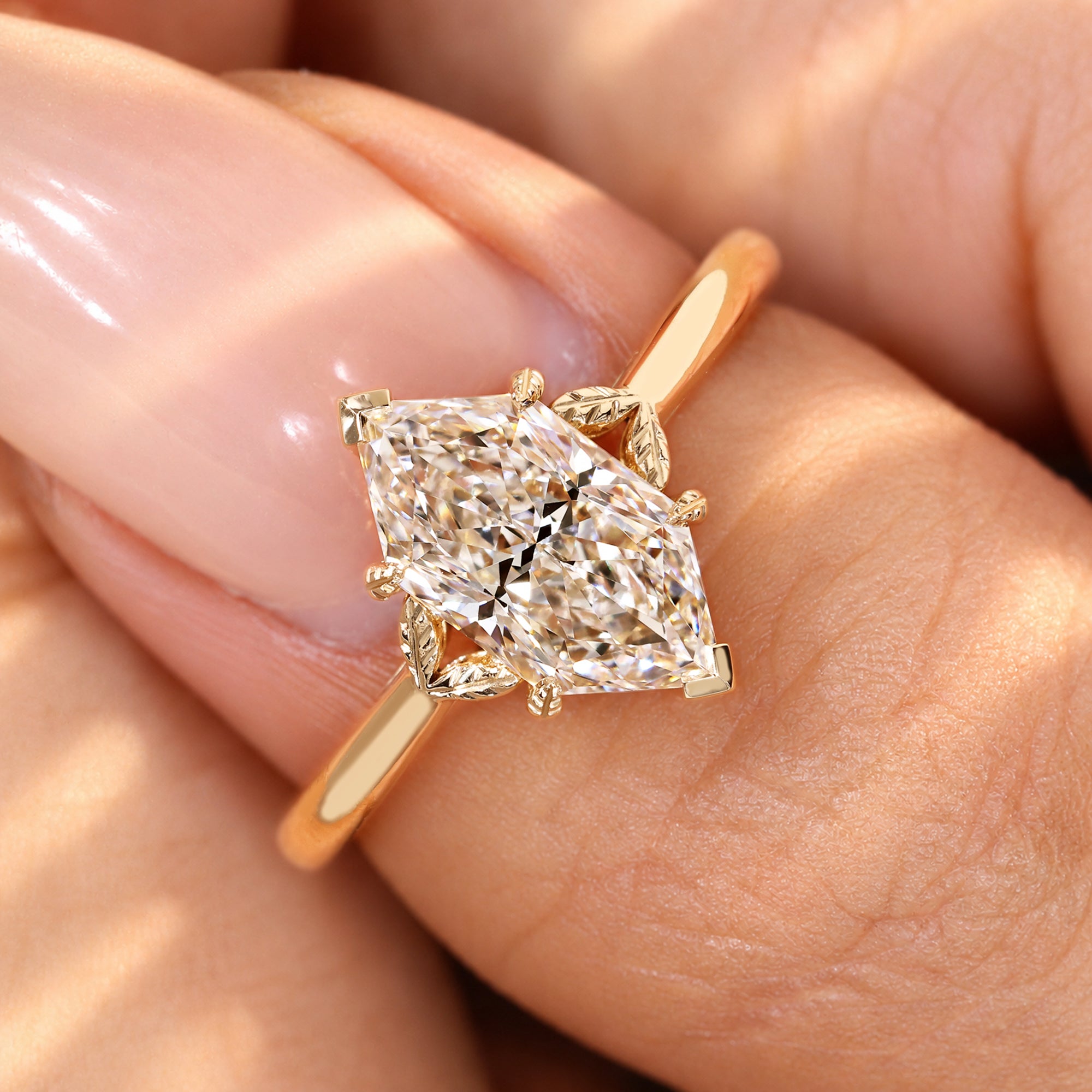 IGI certified Dutch marquise lab grown diamond ring.
