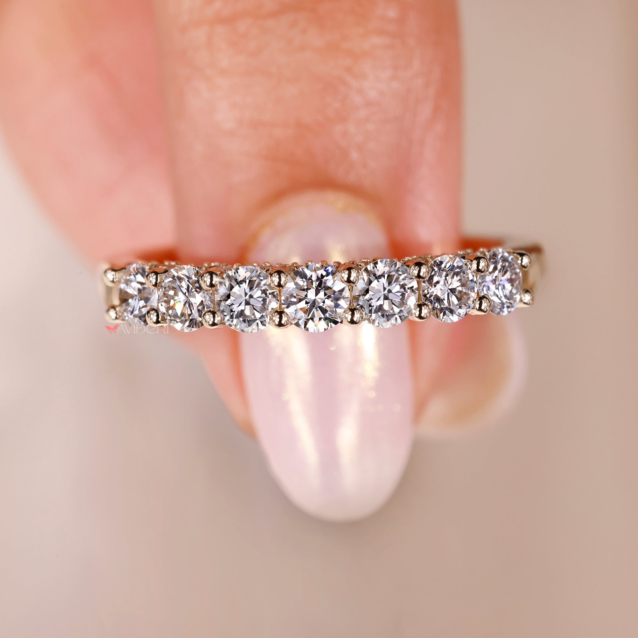 Round Diamond Wedding Band Hidden Micro Pave