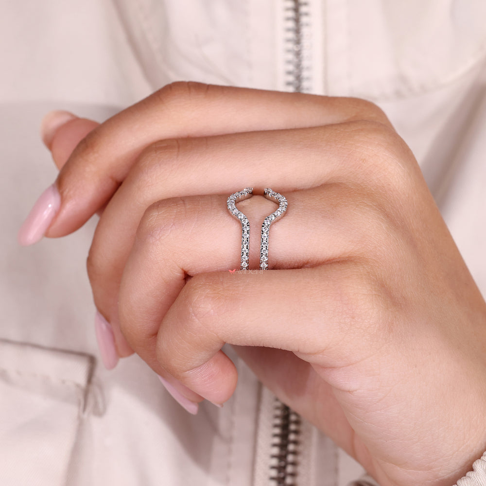 Lab grown diamond wrap guard wedding band.
