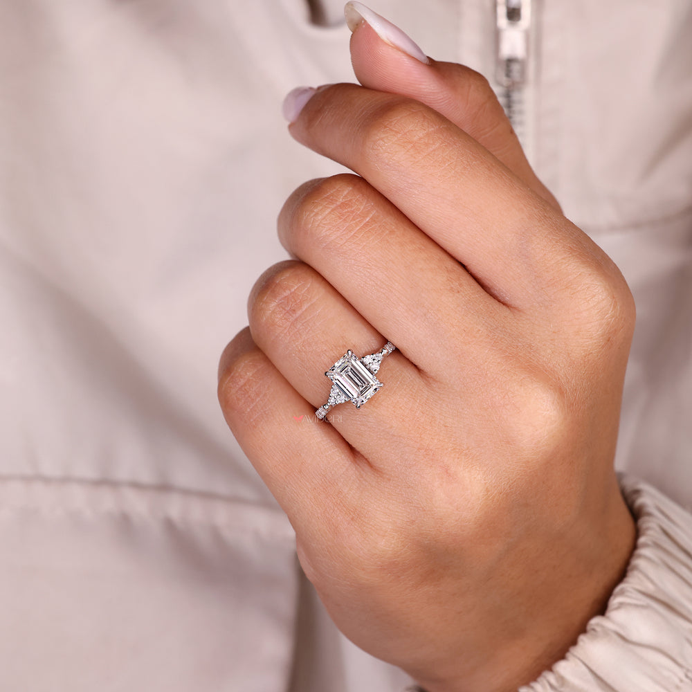 Avideri emerald cut diamond engagement ring.
