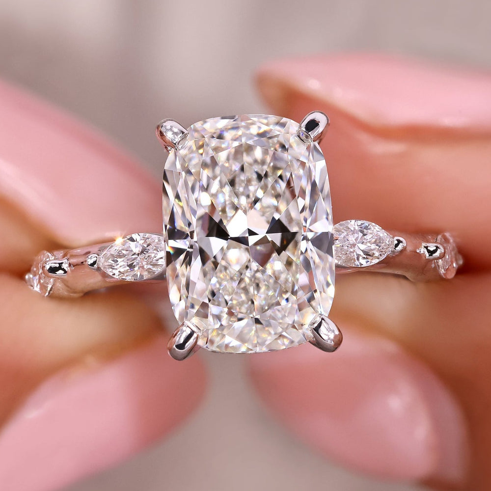 IGI certified ring with a bright cushion shaped diamond.