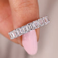 Emerald cut diamond wedding band with full eternity band.