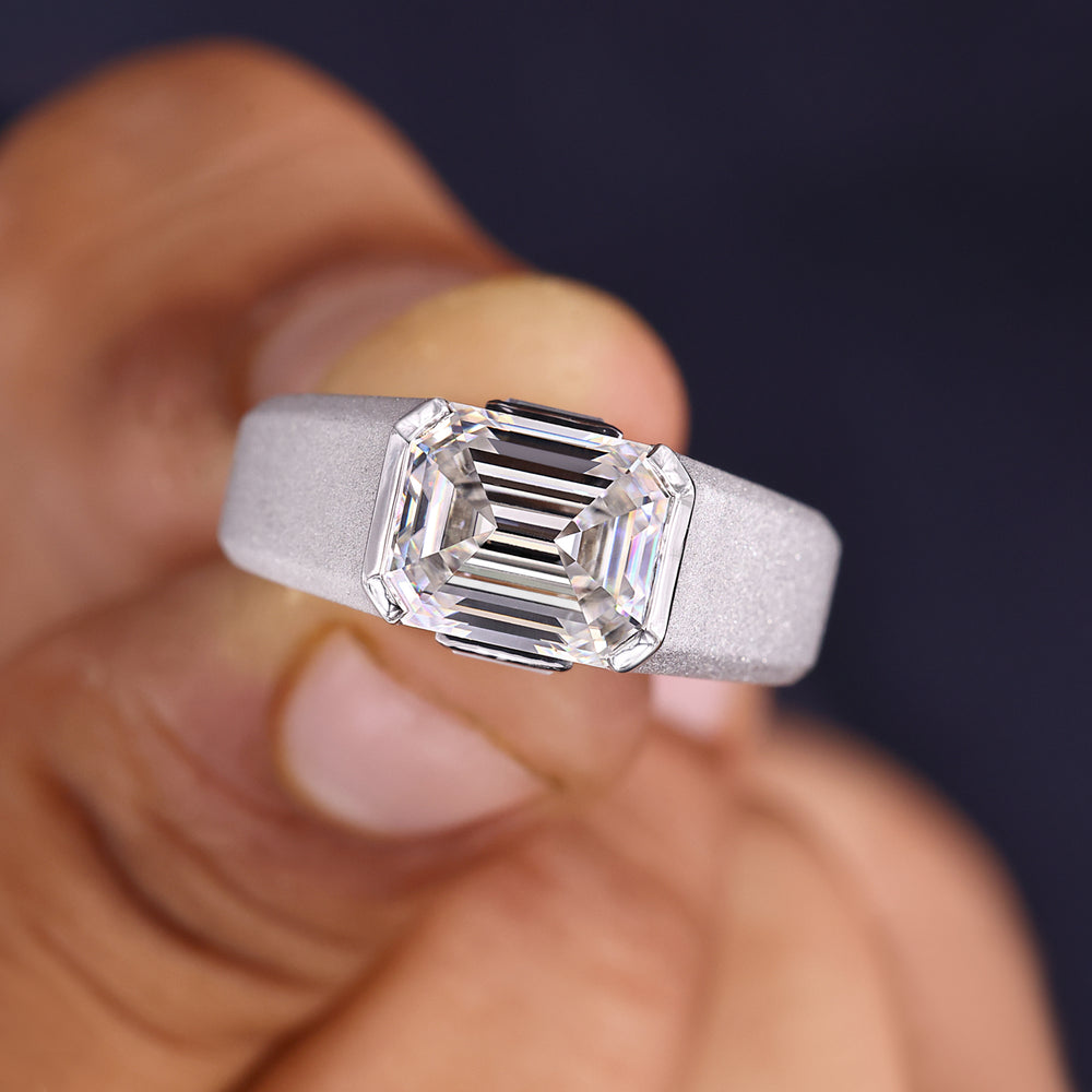 East-West Half Bezel Men's Ring offers a modern design with sleek appeal.
