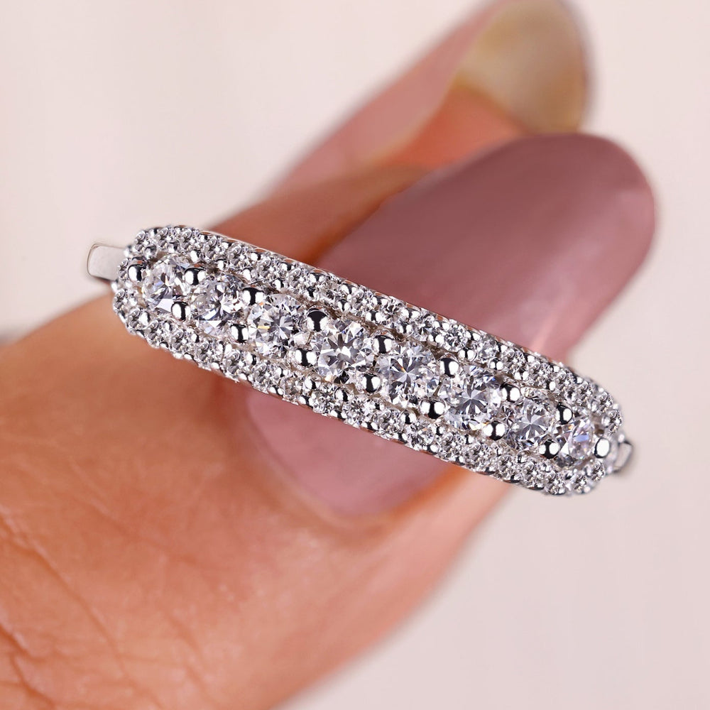 Lab diamond wedding band set in elegant white gold.

