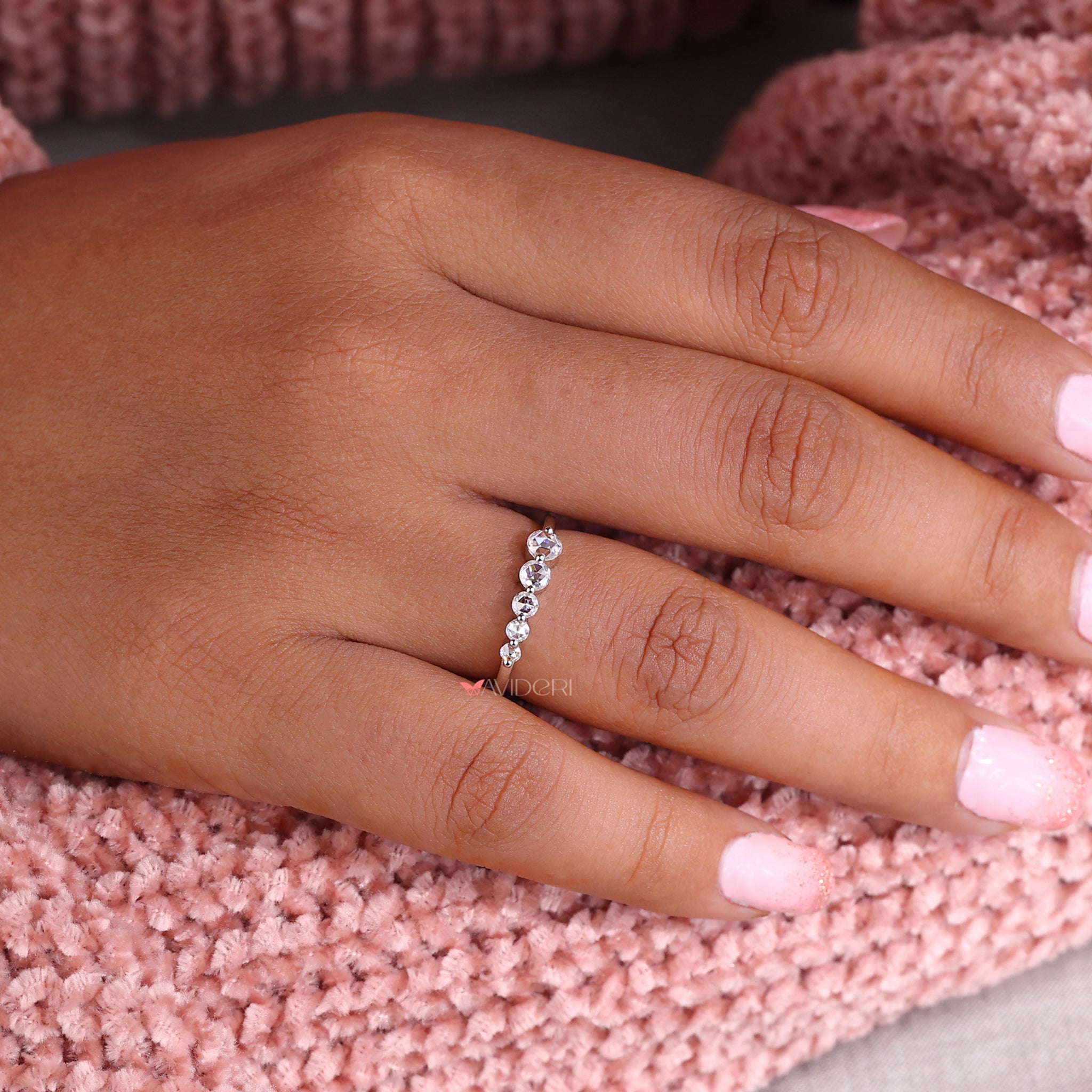 Rose cut diamond band crafted with love.

