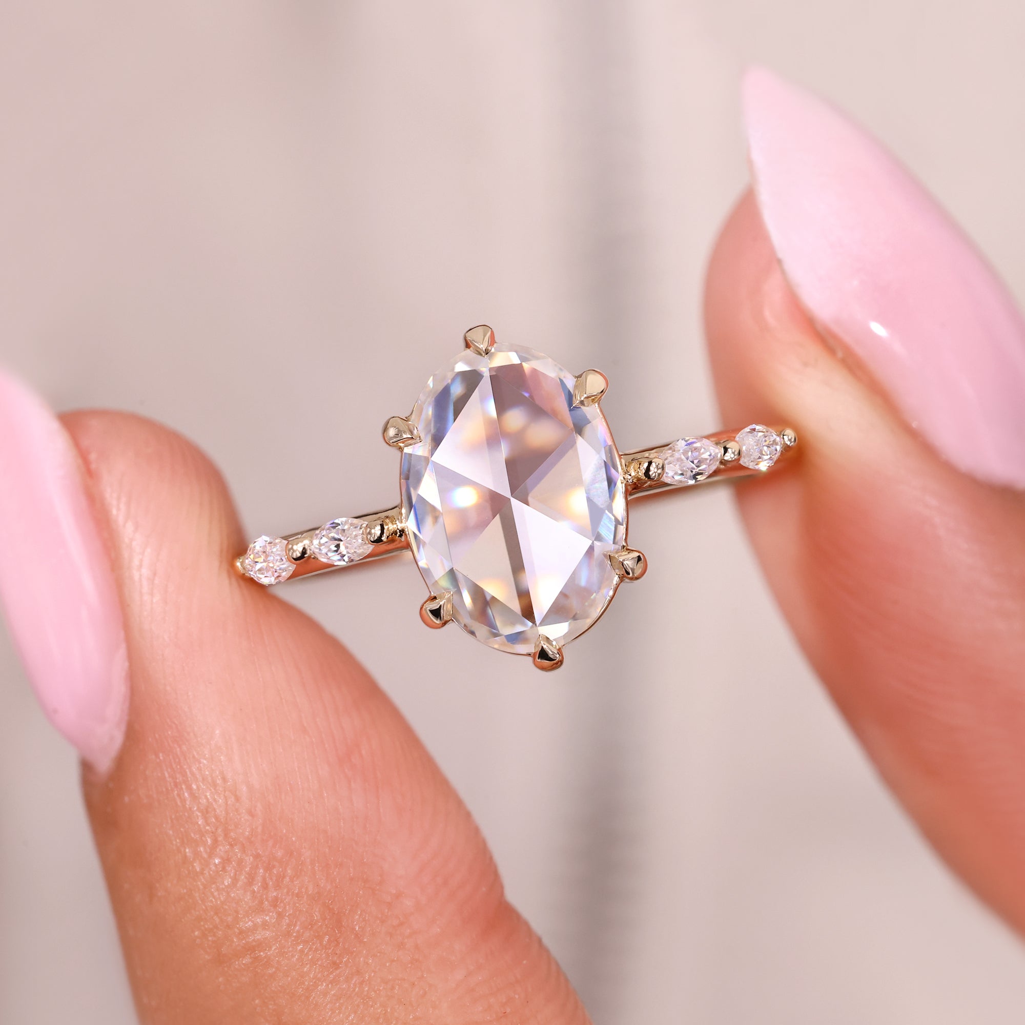 Oval moissanite ring, moissanite engagement ring, handmade jewelry.