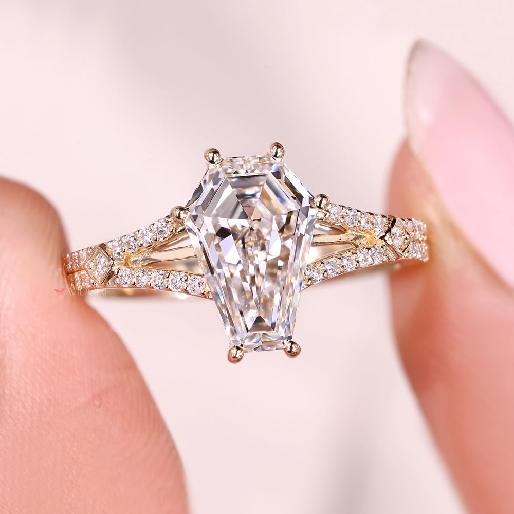 Round Cut Pave Double Row Split Shank Ring.