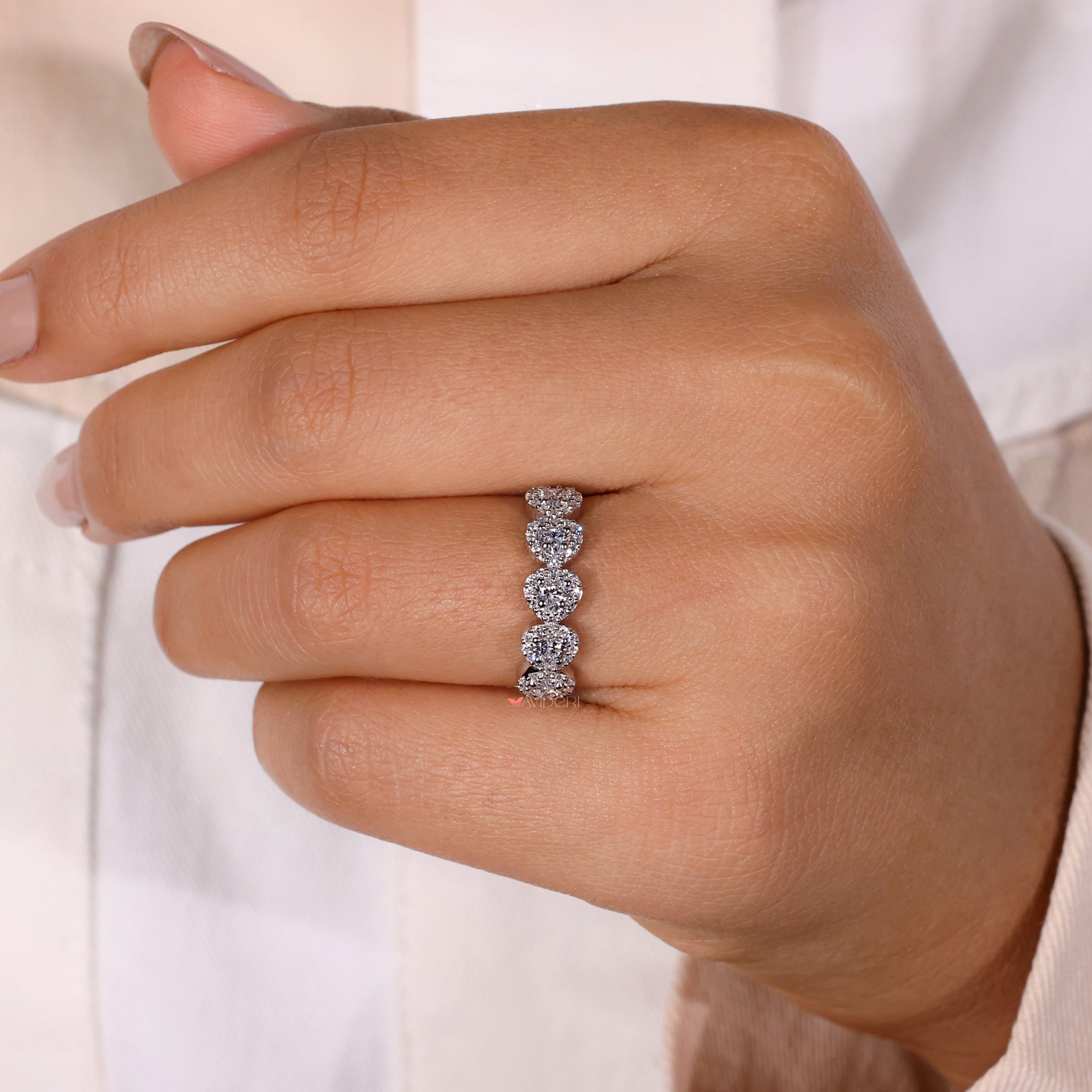 Lab grown diamond band with eco-friendly sparkle.
