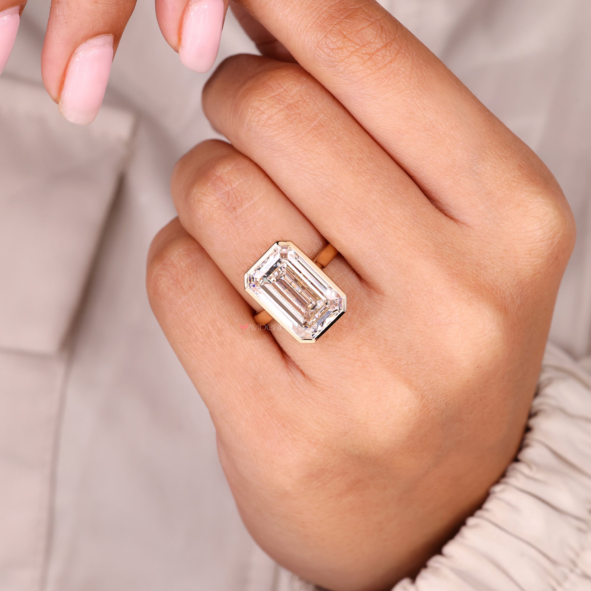 Custom Emerald Cut Diamond Engagement Ring.