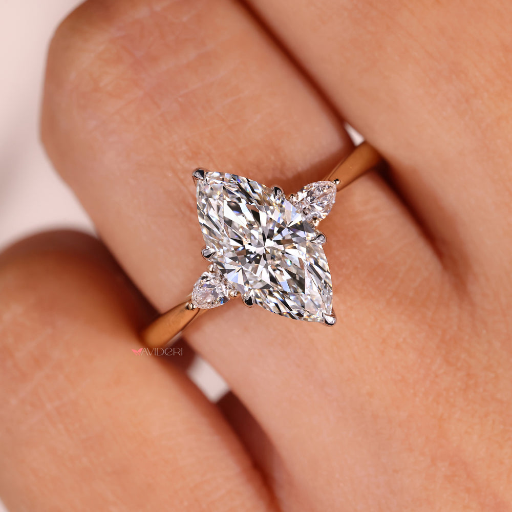 Two tone ring with lab grown diamonds.