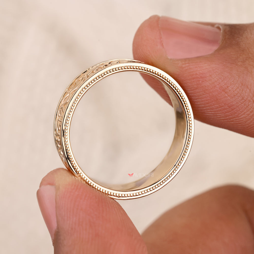 Milgrain setting art deco men's ring handmade.
