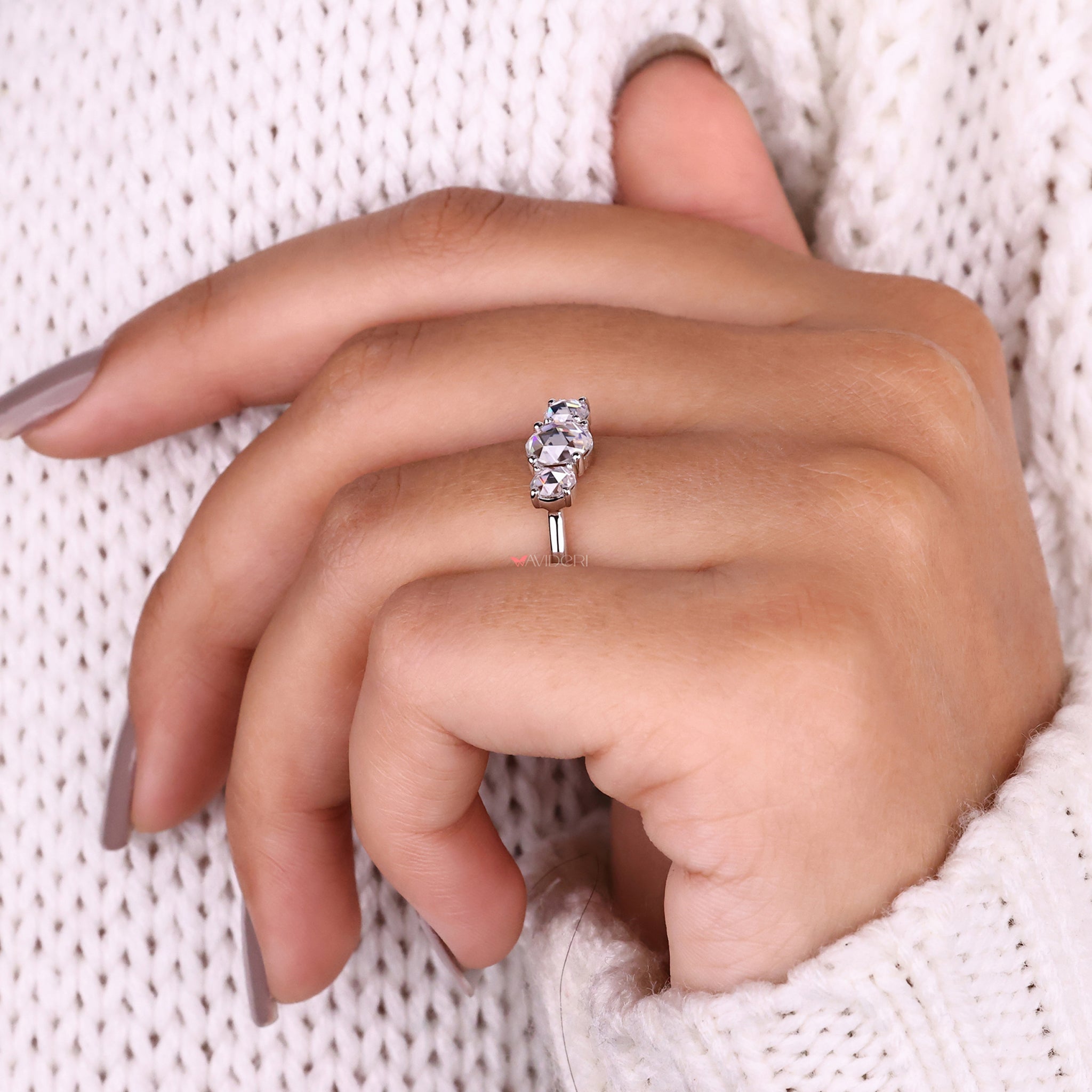 Rose cut ring, unique engagement ring, handmade jewelry
