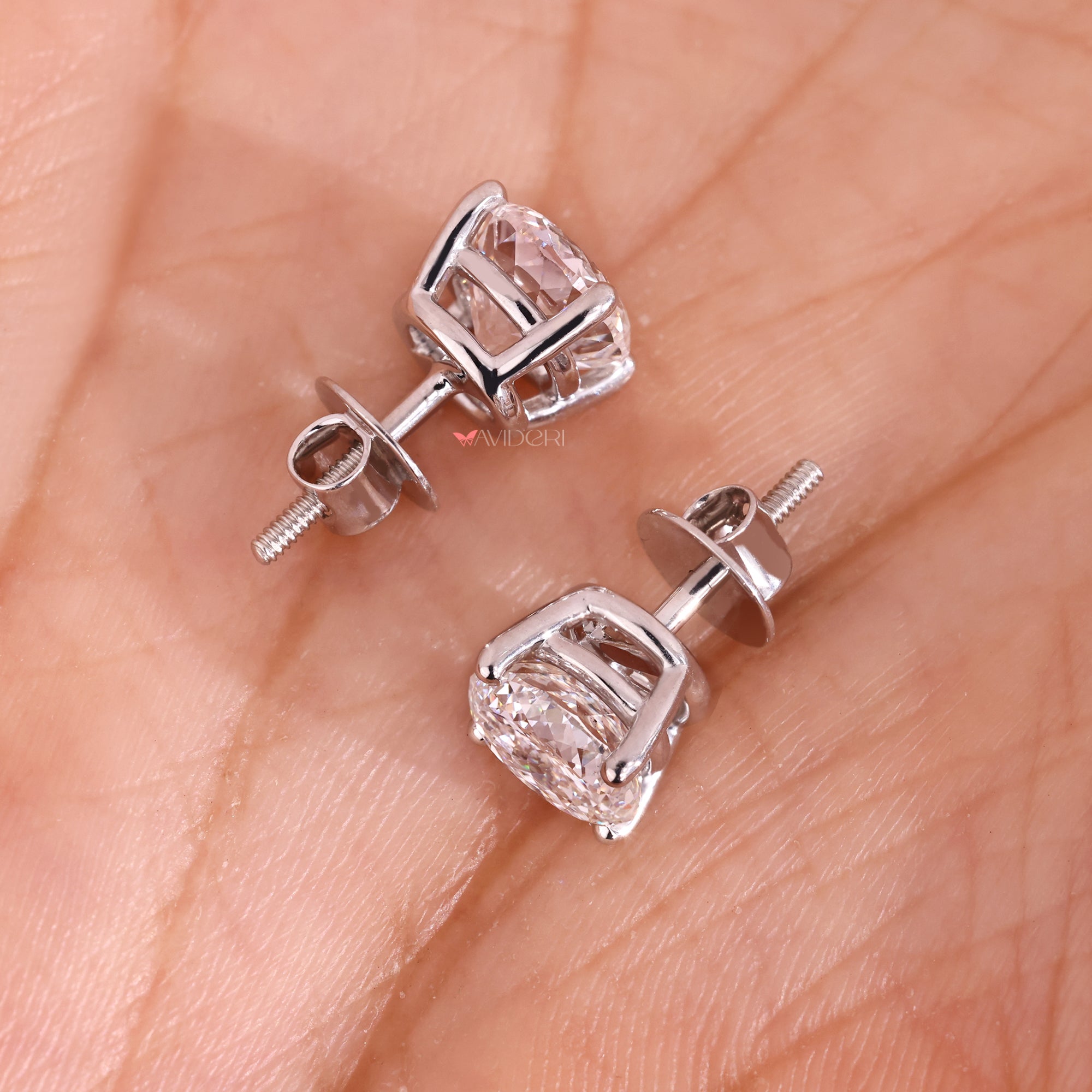 Prong set earrings with screw back stud earrings.
