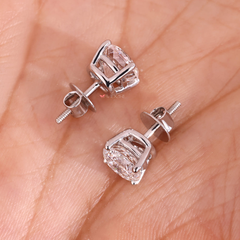 Prong set earrings with screw back stud earrings.
