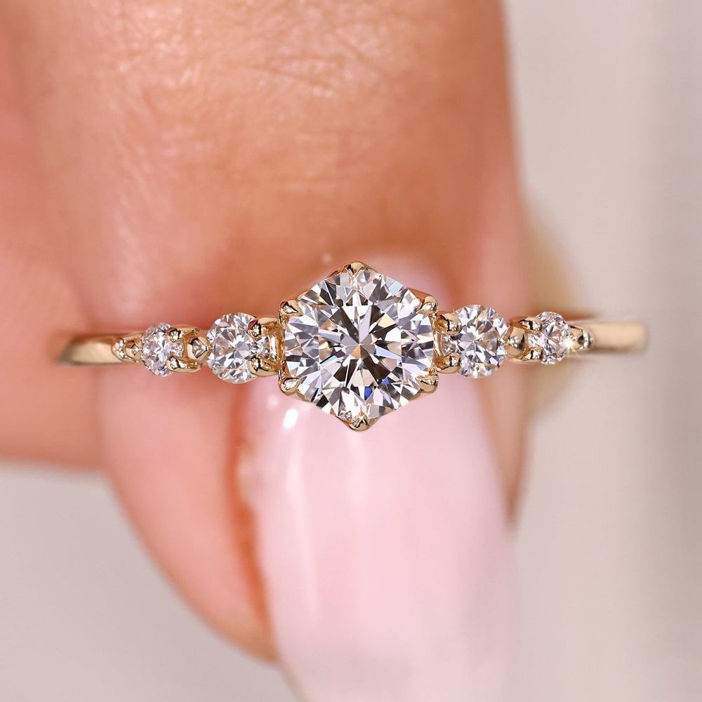 Five stone diamond ring five stone ring six prong engagement ring.

