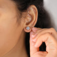 Moissanite round earrings shine with brilliant clarity.