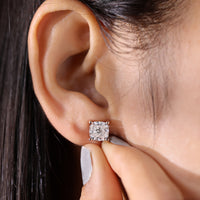 Rose Gold Earrings In Cushion Cut