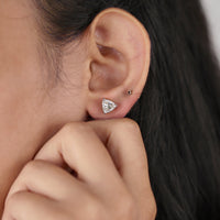 Moissanite Stud Earrings In Trillion Cut