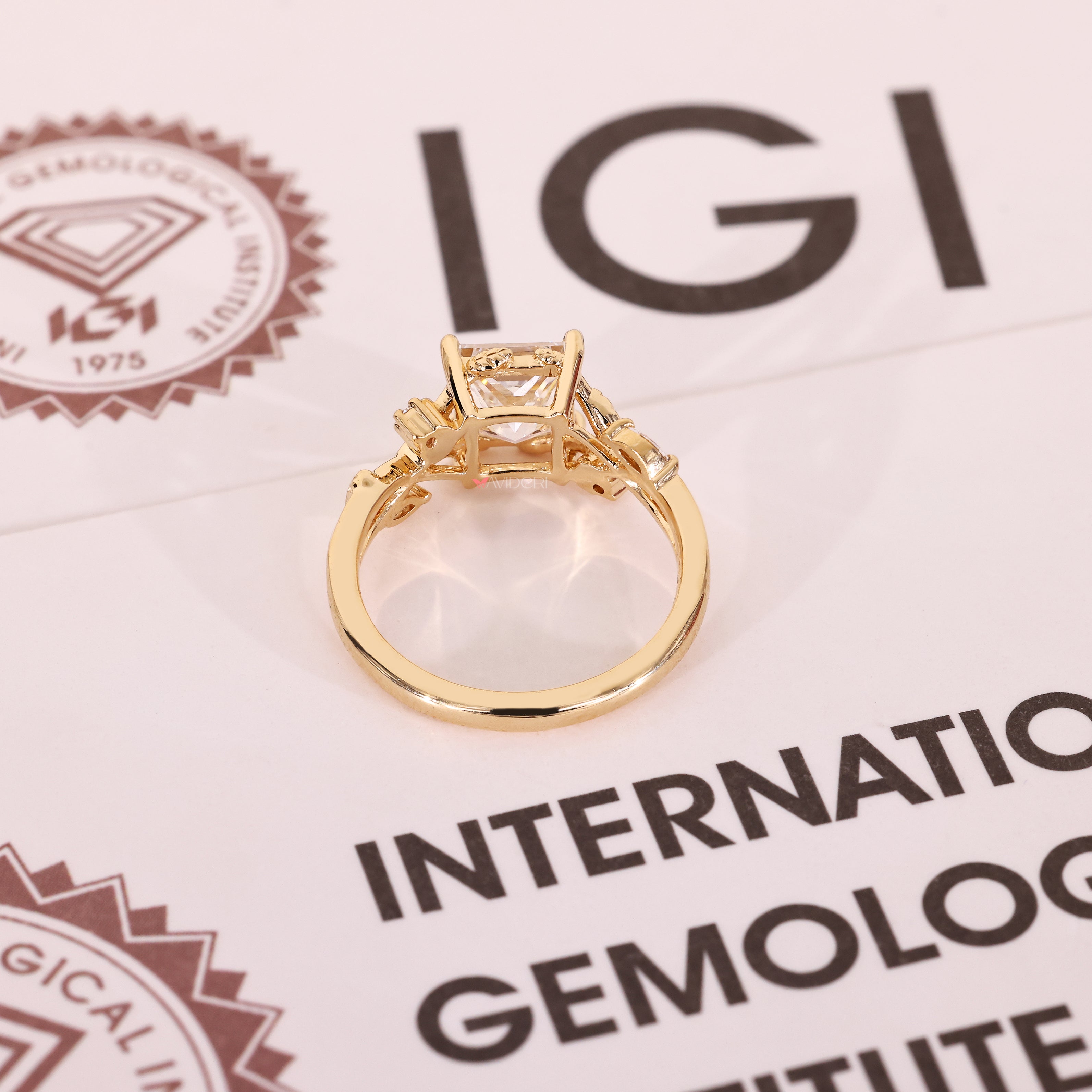 Lab grown princess diamond ring IGI certified.
