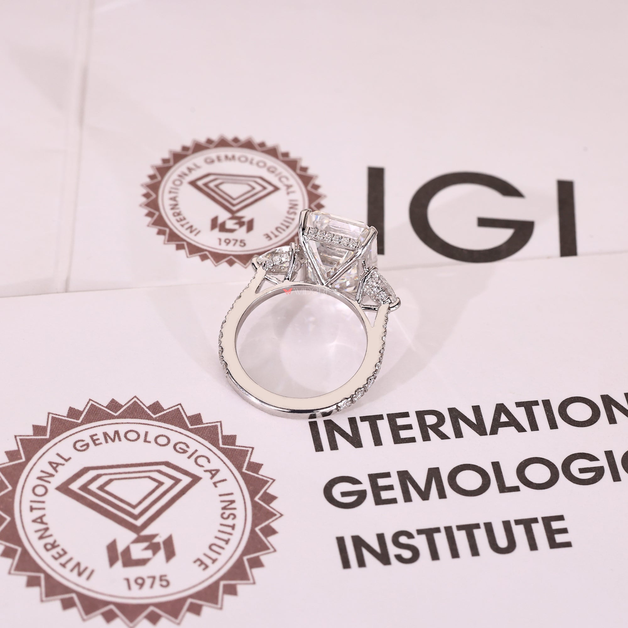 Emerald cut diamond ring available in 8 to 10 carats.
