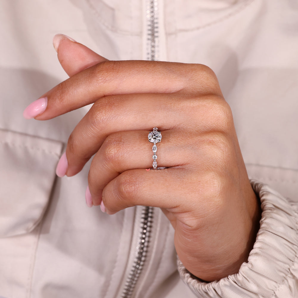 Lab grown round diamond engagement ring IGI certified.