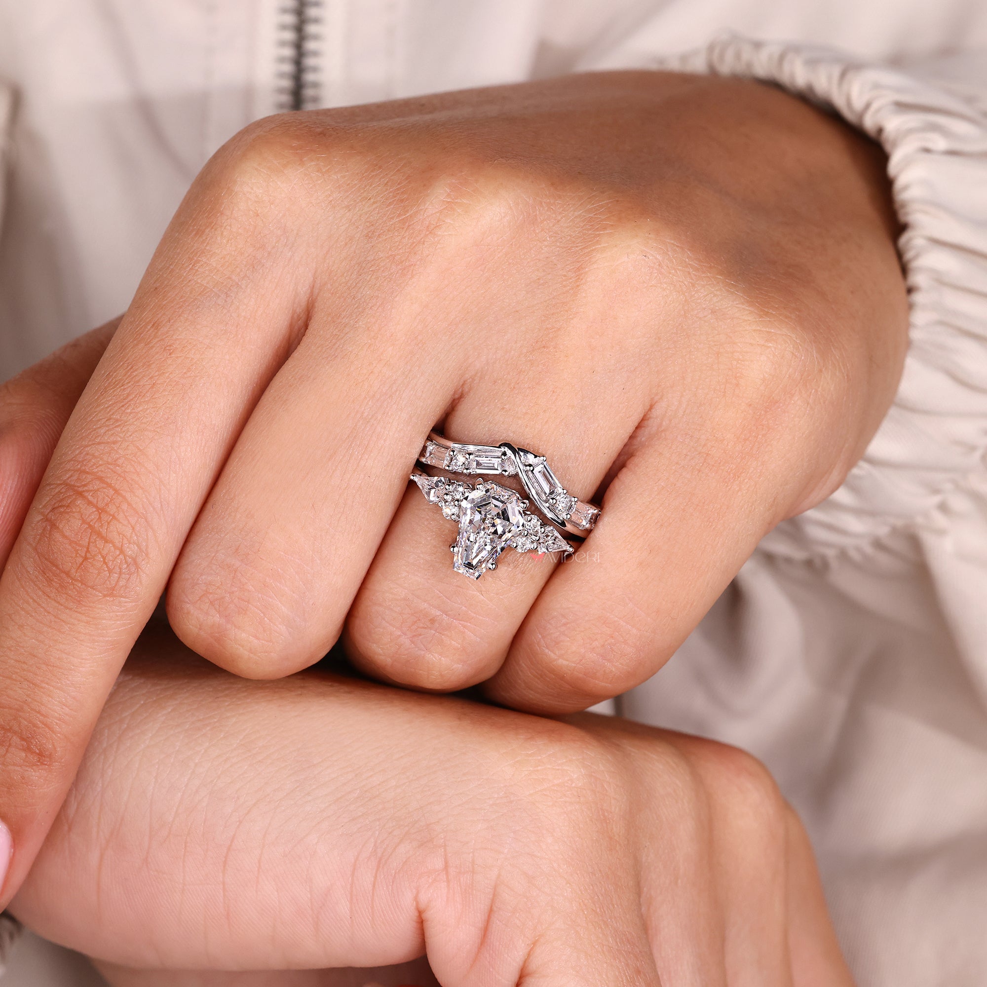 Stackable band with IGI certified diamonds.