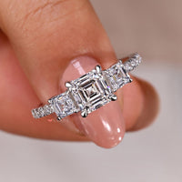 Asscher Cut Diamond Ring - Pave Style Brilliance