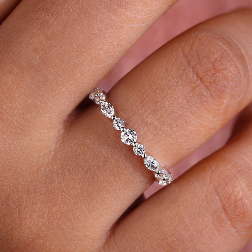 Marquise diamond eternity band with a sleek design.
