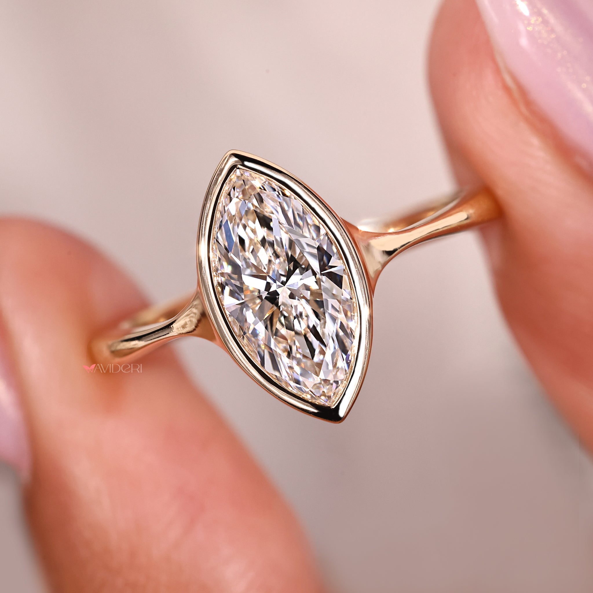 Unique engagement ring made with handmade jewelry style.