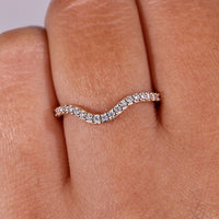 Yellow Gold Curved Diamond Wedding Band