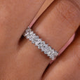 This half eternity band showcases fine craftsmanship and sparkle.
