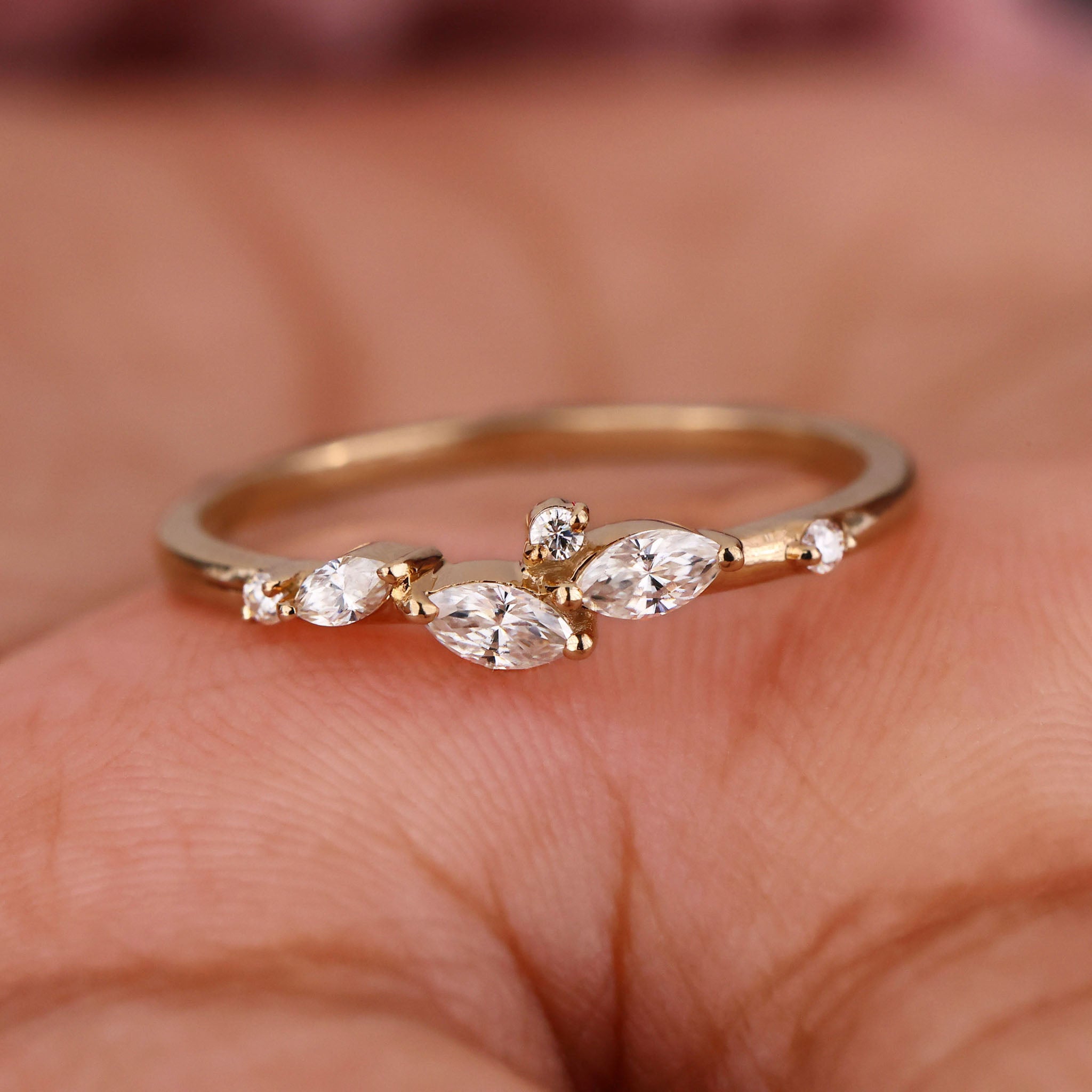 Half eternity bands for a classic wedding look.
