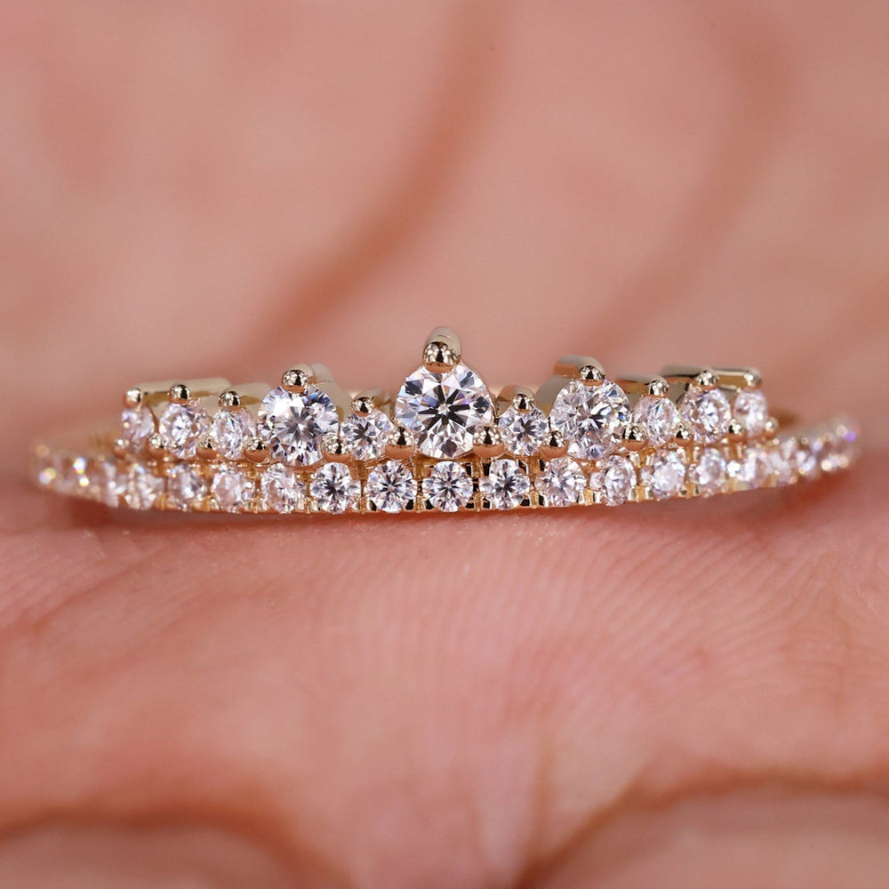 Pave set wedding band with sparkling diamonds.
