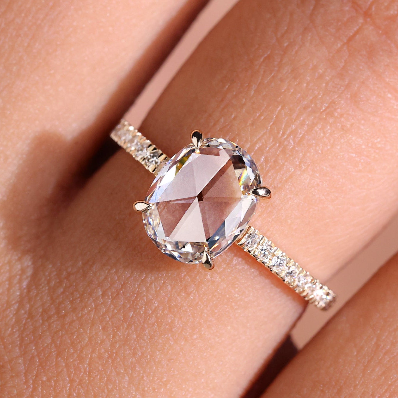 Cushion cut diamond ring with elegant craftsmanship and timeless sparkle.
