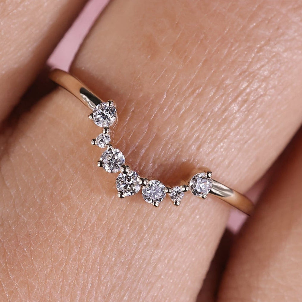 Stackable wedding band with a sleek, modern design.

