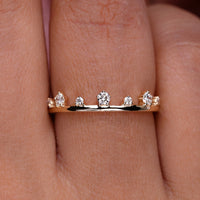 Distance Pave Round Diamond Wedding Band