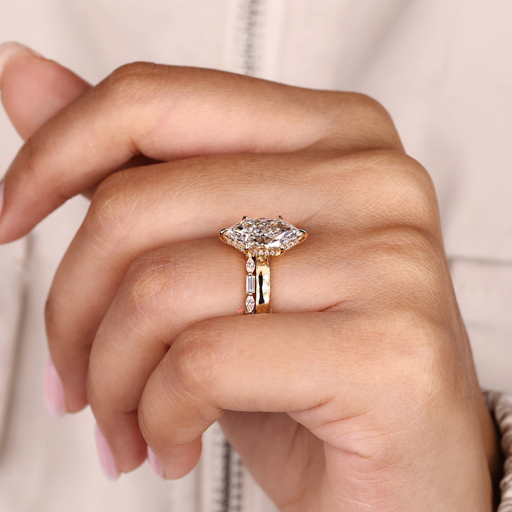 Marquise and baguette diamond wedding band.
