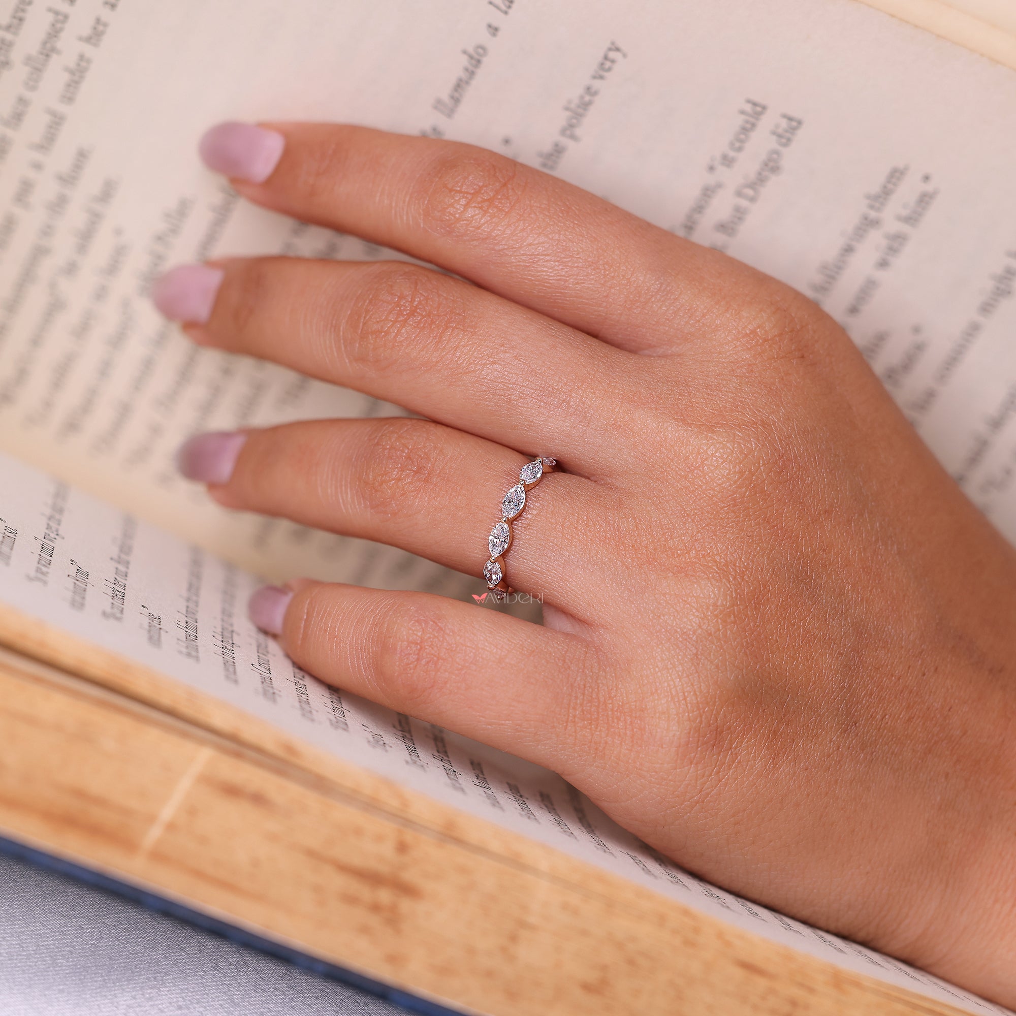 Full eternity diamond wedding band in yellow gold.