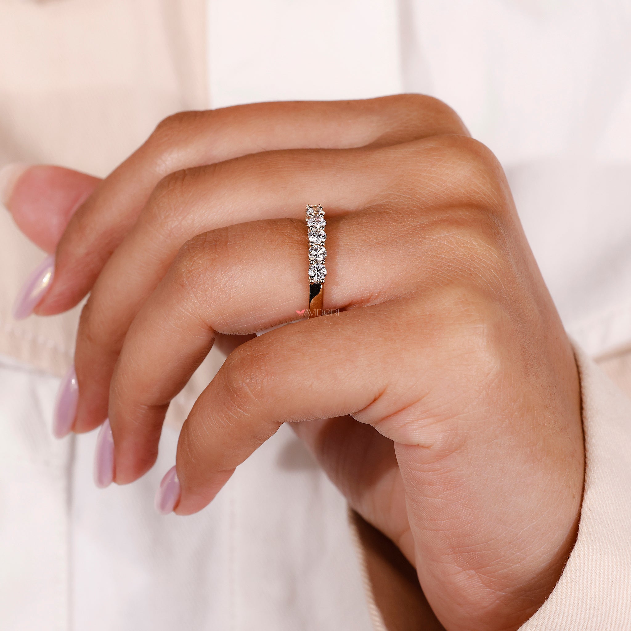 Round Diamond Wedding Band Hidden Micro Pave