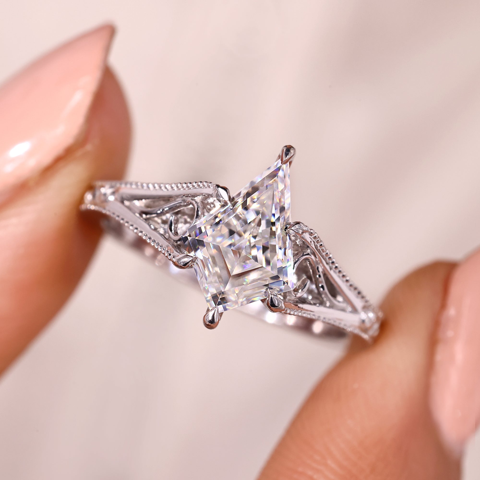 Buy custom kite cut diamond engagement ring.