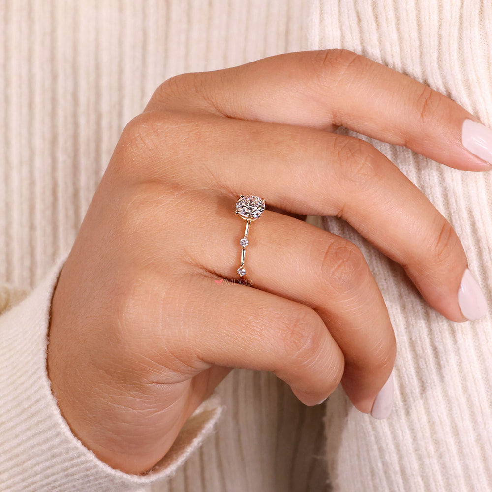 pave ring yellow gold ring round brilliant cut diamond ring
